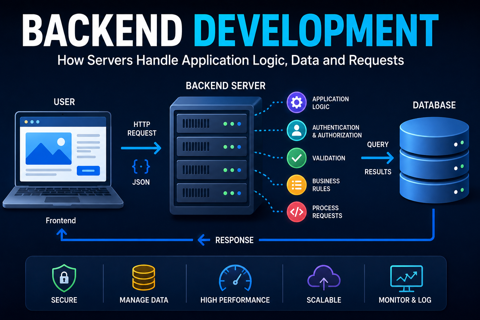What Backend Development Is and How Servers Handle Application Logic, Data and Requests